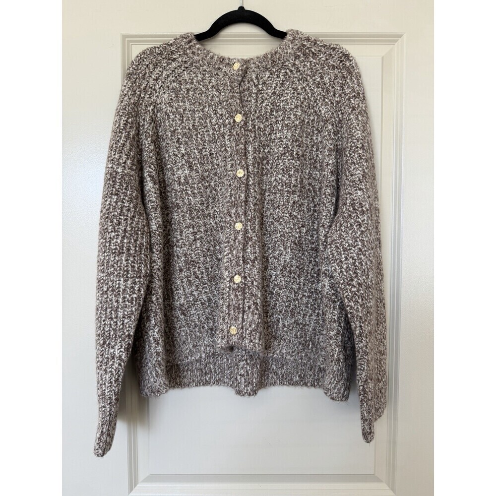 Abercrombie NWT Brown/Cream Knit Cardigan Gold Buttons Size XXL Soft Cozy